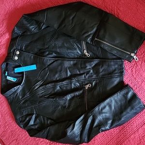 Truth and Pride Leather Moto Jacket Medium Zip & Snap